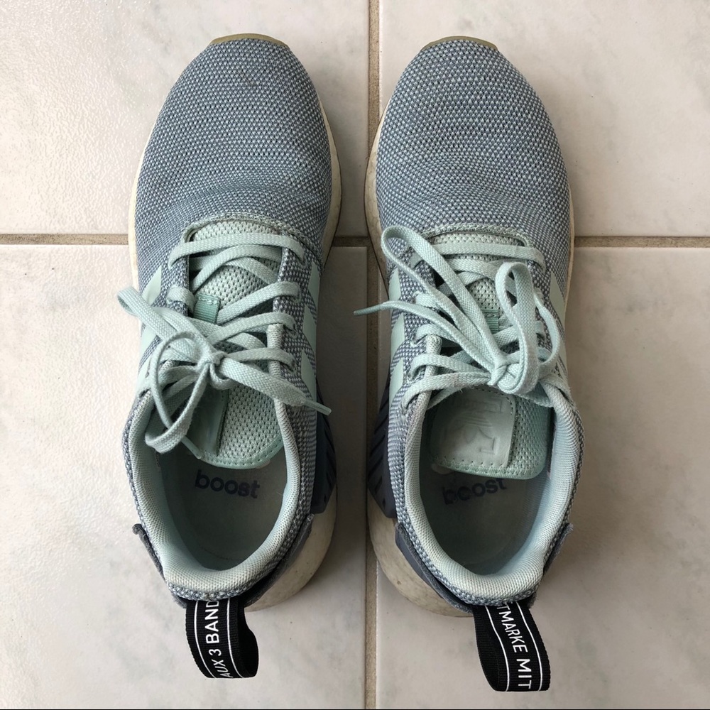 Adidas NMD R2 Shoes Raw Steel/Ash Green - Size 8.5